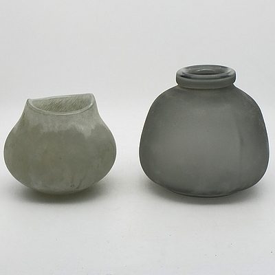 Lot of Four Assorted Frosted Glass Art Vases