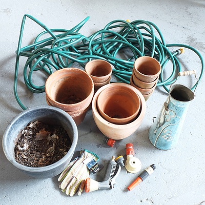 Mixed Lot of Gardening Ornaments and Hose with Accessories