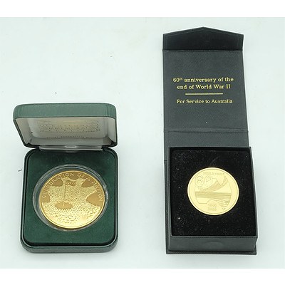 Official Australian Bicentennial Commemorative Medallion and 60th Anniversary Of The End of World War II Coin