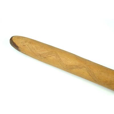 Aboriginal Digging Stick with Incised Zigzag Decoration