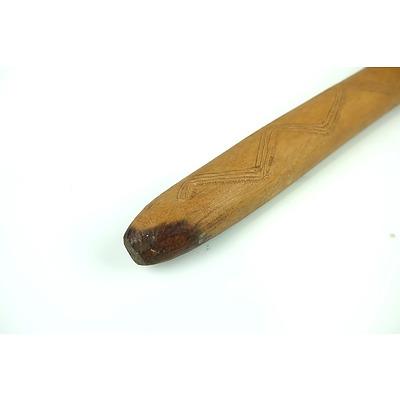 Aboriginal Digging Stick with Incised Zigzag Decoration