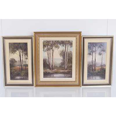 Wim Kortland (Holand 1923 - ) Near Heales Ville Victoria Triptych 1985, 1988, 1989 Oil on Board