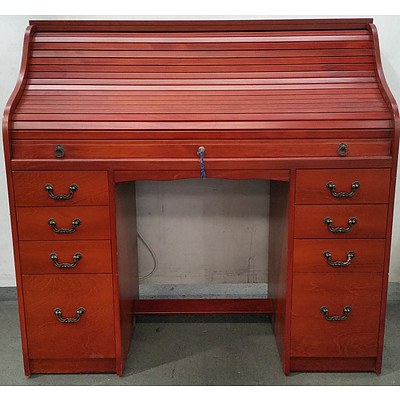 Cherrywood Veneer Roll Top Desk