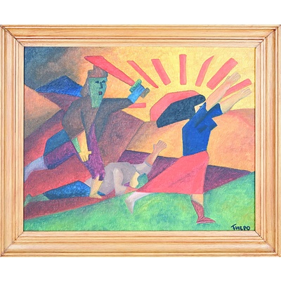 Expressionistic Oil On Canvas Signed Thepo