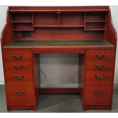 Cherrywood Veneer Roll Top Desk