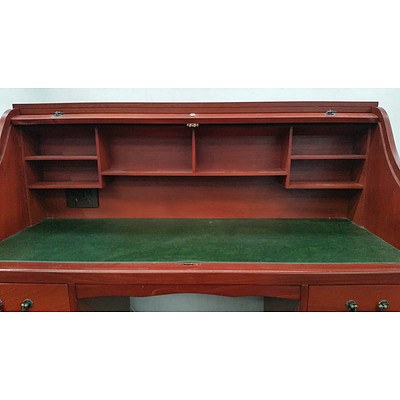 Cherrywood Veneer Roll Top Desk