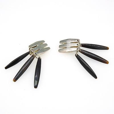 Sterling Silver Drop Earrings Black Coral Drops