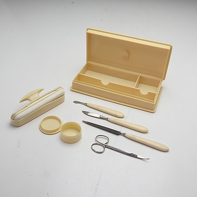 Vintage Zylonite Manicure Set with Original Box