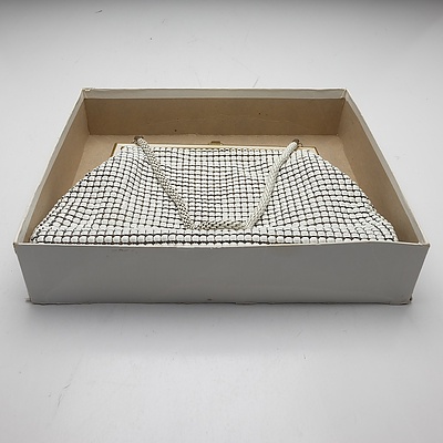 Vintage White Glomesh Clutch with Gold Detail