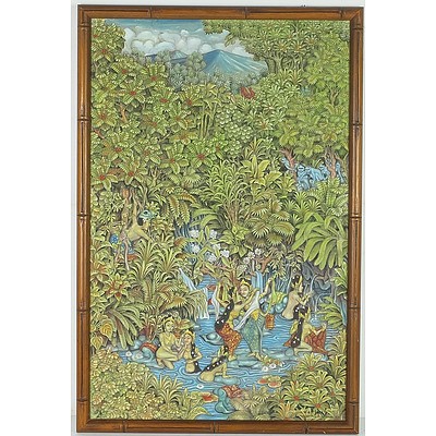 Balinese Tempera On Linen Signed