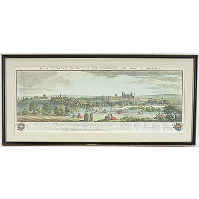 Antiquarian Hand Coloured Engraving of The North-West Prospect Of The University of Cambridge