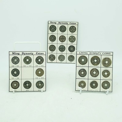 Group of Chinese Dynasty Coins, Including Song Dynasty, Ming Dynasty and Ching Dynasty 