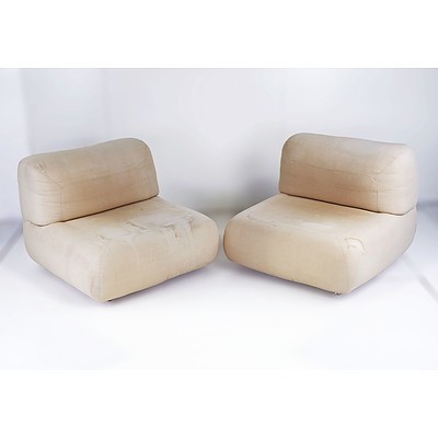 Pair of 1970s Modernist Lounge Chairs, Unmarked, Likely Denmark or Italy