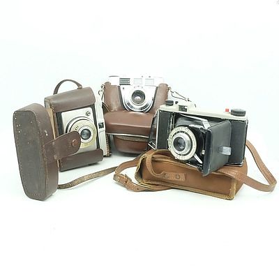Three Vintage Cameras Including Ilford Sporti, Kodak Dakon II and A Kodak Retinette