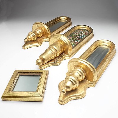 Three Giltwood Wall Scones