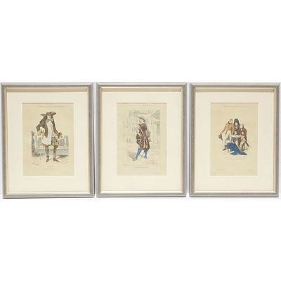 Seven Framed Antiquarian Hand Coloured Costume Engravings