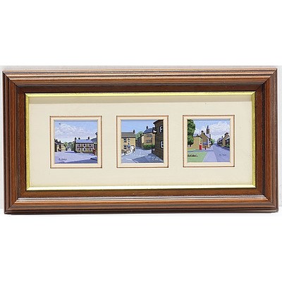 M Child Miniature Triptych Oil On Board