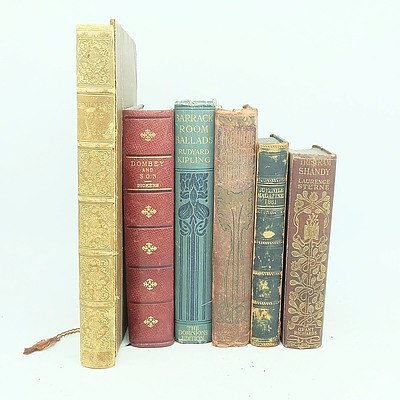 Six Antiquarian Books Including, Dickens Domby and Son, The Juvenile Magazine 1861, Toulmin's Lays and Legends