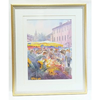 Judith Roberts (1932-) Marketplace Watercolour