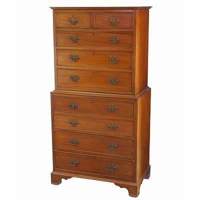 Vintage Georgian Style Dwarf Mahogany Chest on Chest Circa 1950