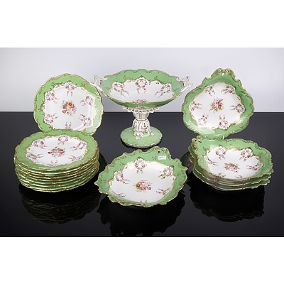 Rockingham Porcelain Hand Painted Dessert Service, Circa 1830