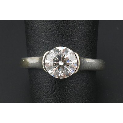 Tolkowsky Round Brilliant-cut Diamond Ring 1.03cts. Hearts & Arrows.
