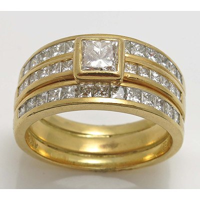 18ct Gold triple ring Set