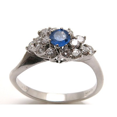 18ct White Gold Sapphire & Diamond Ring