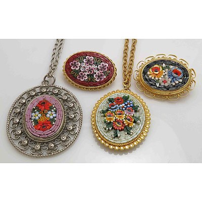 Collection of Floral micro-mosaic Jewellery (x4)