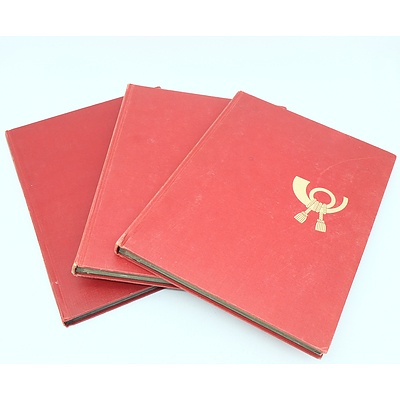 Three Stamp Albums With Stamps From Helvetia, Portugal, Romania, Uruguay, Australia and More