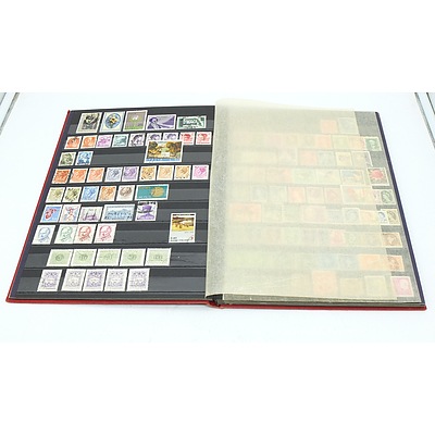 Three Stamp Albums With Stamps From Helvetia, Portugal, Romania, Uruguay, Australia and More