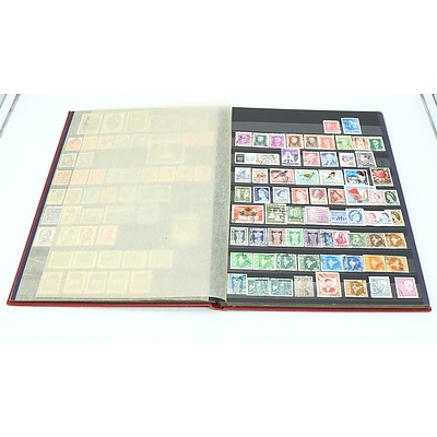 Three Stamp Albums With Stamps From Helvetia, Portugal, Romania, Uruguay, Australia and More