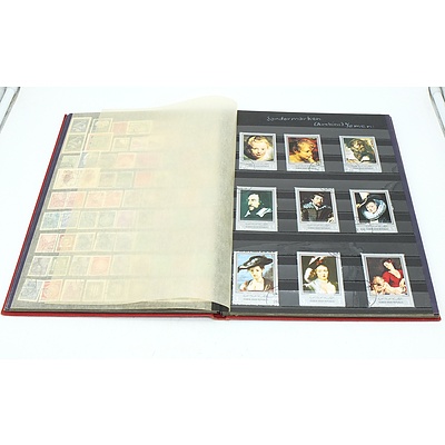 Three Stamp Albums With Stamps From Helvetia, Portugal, Romania, Uruguay, Australia and More