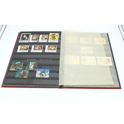 Three Stamp Albums With Stamps From Helvetia, Portugal, Romania, Uruguay, Australia and More