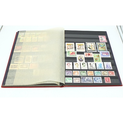 Three Stamp Albums With Stamps From Helvetia, Portugal, Romania, Uruguay, Australia and More