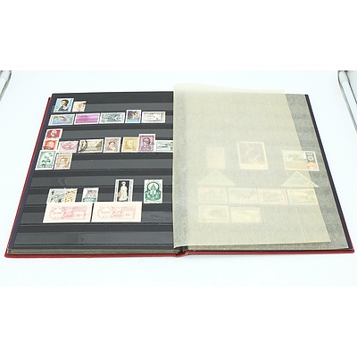 Three Stamp Albums With Stamps From Helvetia, Portugal, Romania, Uruguay, Australia and More