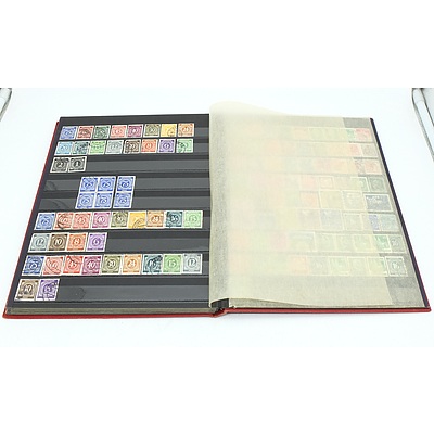 Three Stamp Albums With Stamps From Helvetia, Portugal, Romania, Uruguay, Australia and More