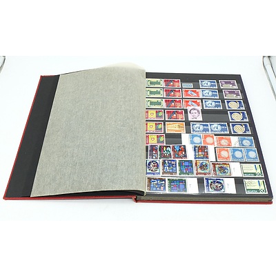 Three Stamp Albums With Stamps From Helvetia, Portugal, Romania, Uruguay, Australia and More