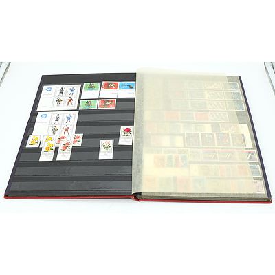 Three Stamp Albums With Stamps From Helvetia, Portugal, Romania, Uruguay, Australia and More