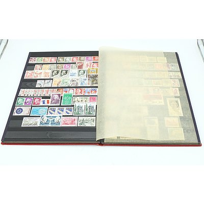 Three Stamp Albums With Stamps From Helvetia, Portugal, Romania, Uruguay, Australia and More