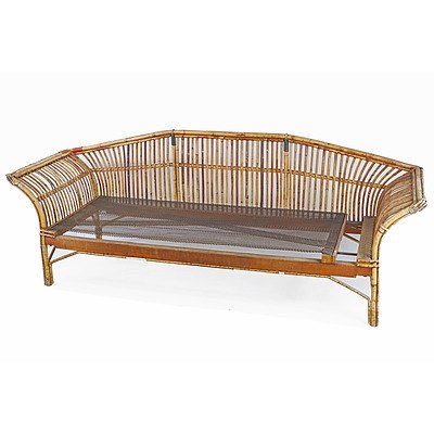 Fabulous Vintage Cane Lounge or Daybed, Mid 20th Century