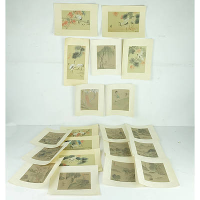 Large Folio of Chinese Watercolours On Silk