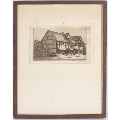 Shakespeare's House, Etching Signed C Dickens