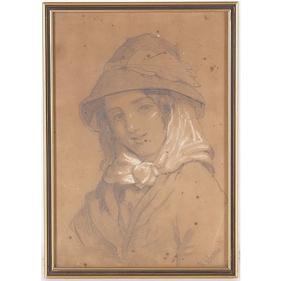 Jane Barrow (Dates Unknown) Portrait of Lady 1882, Pencil Heightened with Gouache