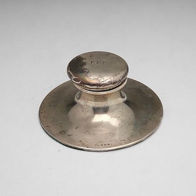 Monogrammed Sterling Silver Inkwell Birmingham George Unite 1912