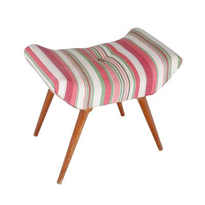 Retro Red, Green and White Fabric Upholstered Stool 1950s