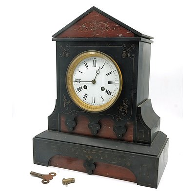 Antique Slate and Marble Mantle Clock