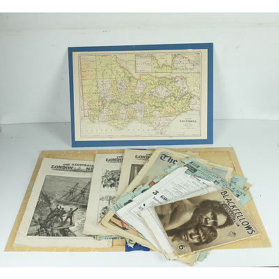 Group of Antique and Vintage Ephemera, Including Picturesque Atlas, The Illustrated London News, The Argus and More