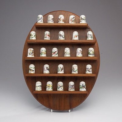 Set of Twenty Six Franklin Porcelain Thimbles with Wall Display Plaque