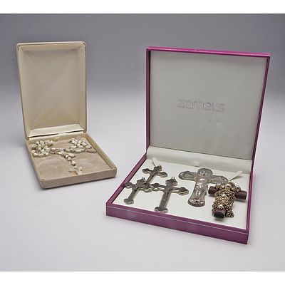 Group of Rosary Beads and Crucifixes